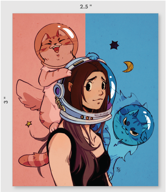 Liz + cats helmets "Space Camp" Sticker
