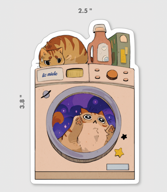 Washing Machine Kitty design Sticker