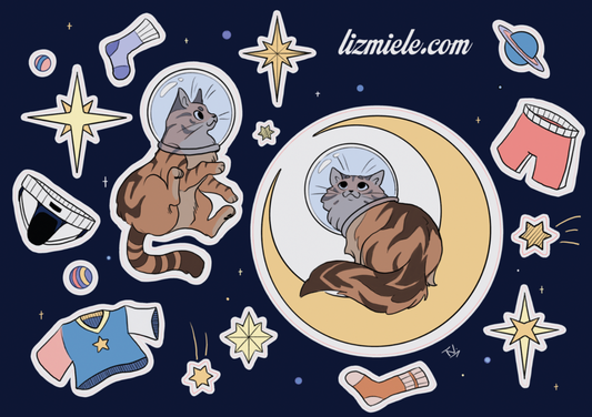 Ghost and Lunchbox in Laundry Space design Sticker Sheet